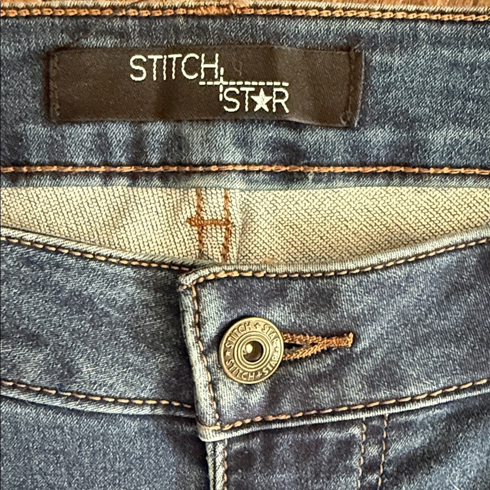 Stitch Star Blue Denim Shorts - Picture 2 of 5